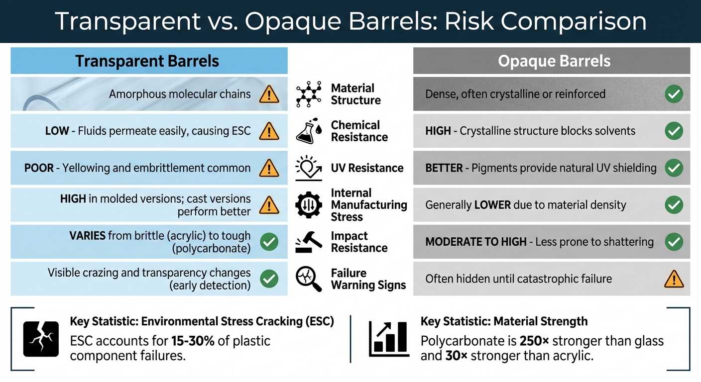 Transparent vs Opaque Fountain Pen Barrels: Material Properties and Risk Comparison