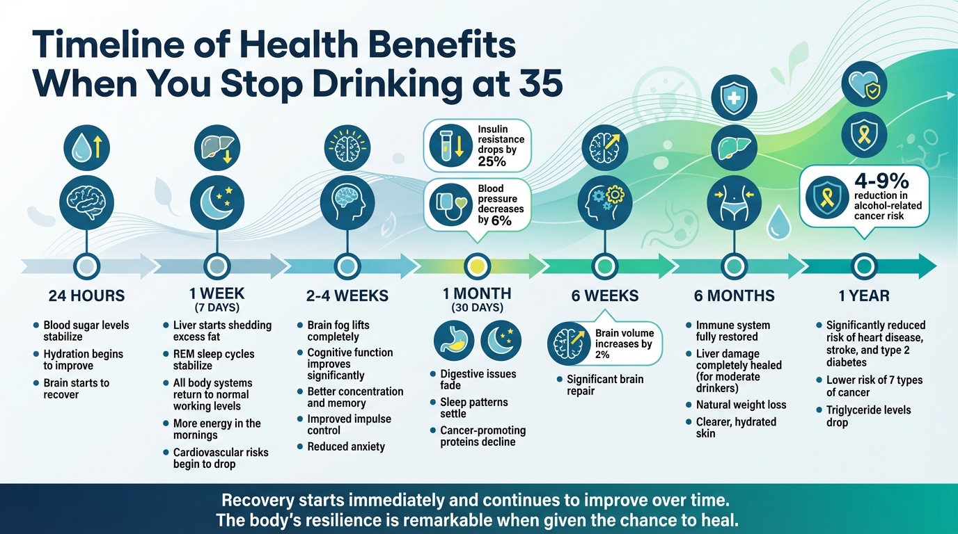 Timeline of Health Benefits After Quitting Alcohol at 35