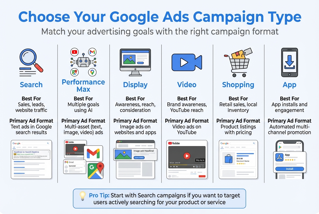 Google Ads Campaign Types Comparison Guide