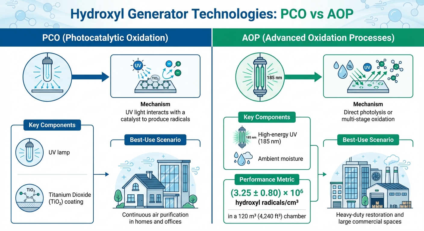 PCO vs AOP Hydroxyl Generator Technologies Comparison