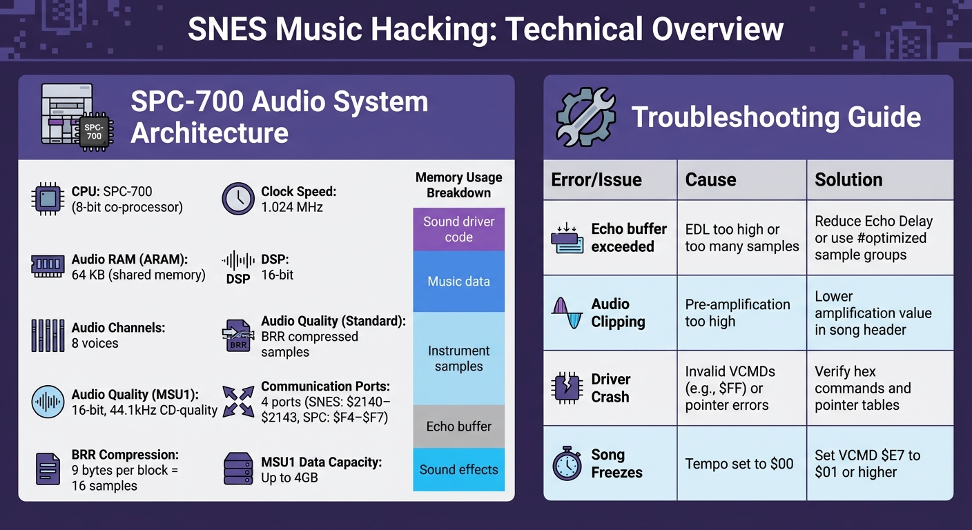 SNES Audio Hardware Specifications and Common Music Hacking Errors