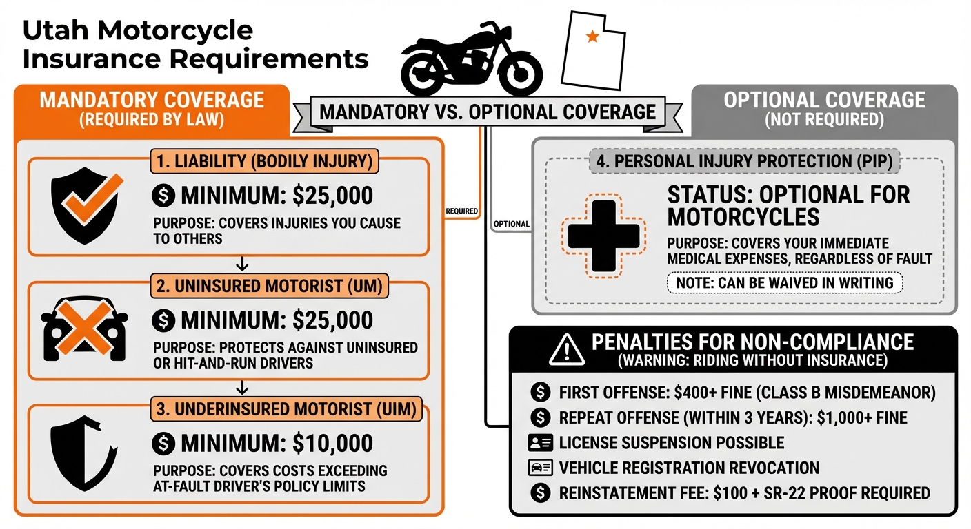Utah Motorcycle Insurance Requirements and Coverage Limits