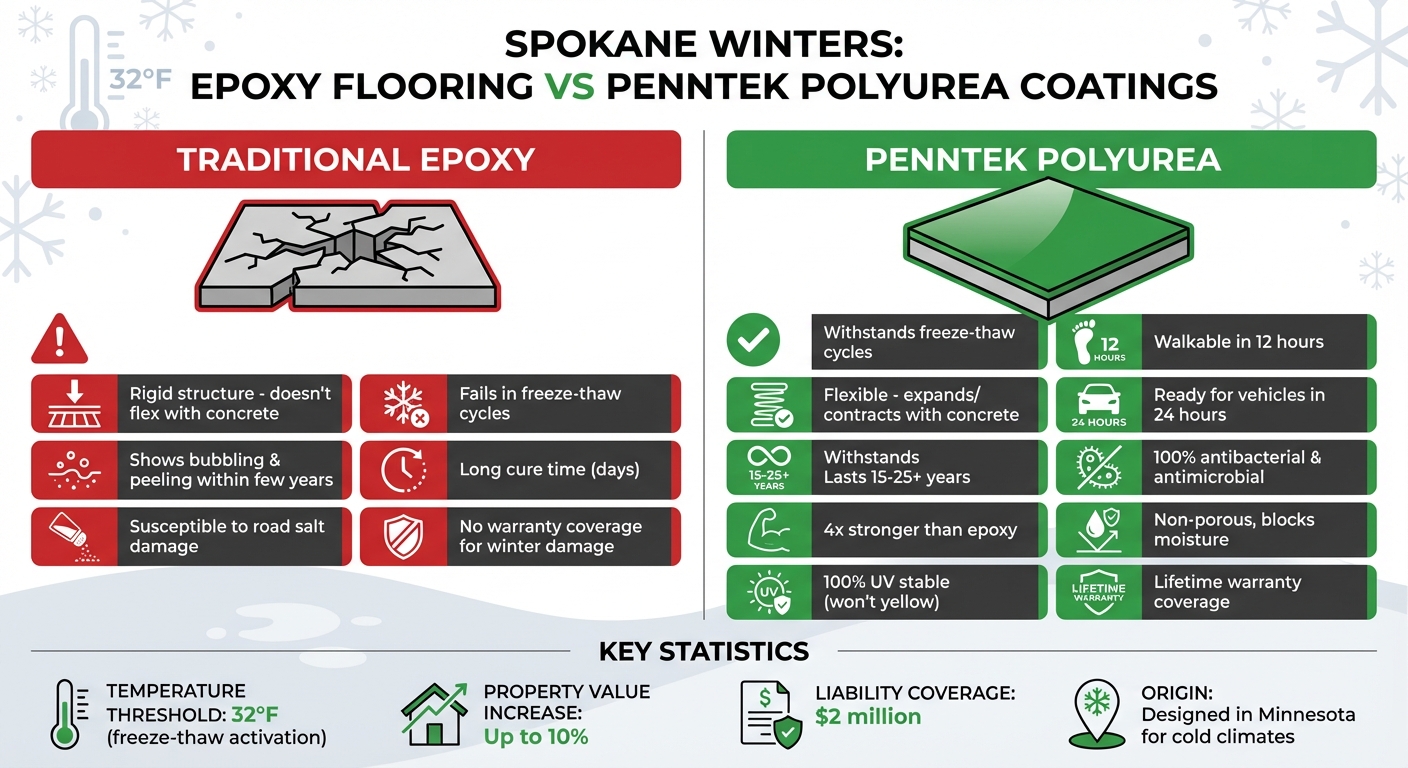 Why Epoxy Flooring Fails In Spokane Winters: Discover A Better Alternative 5 Epoxy Vs Penntek Polyurea Coatings: Performance Comparison For Cold Climates
