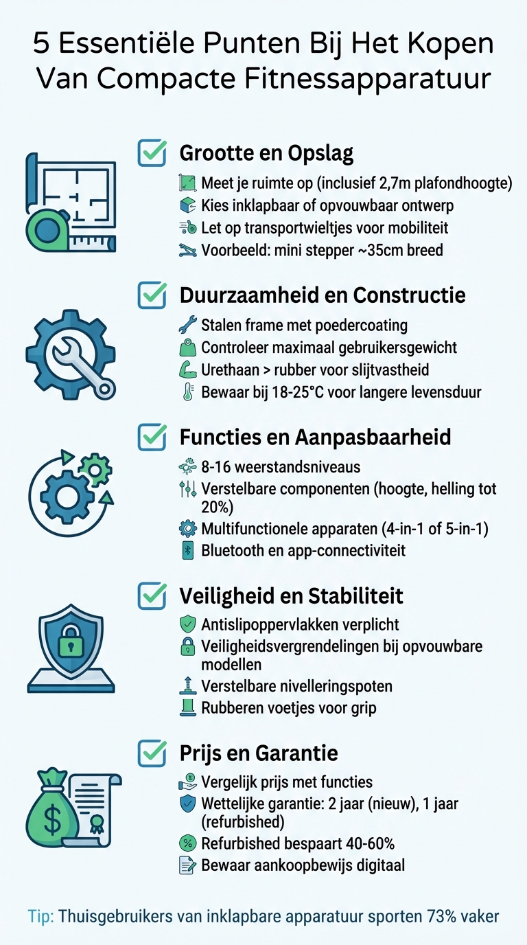 5-punten checklist voor het kopen van compacte fitnessapparatuur