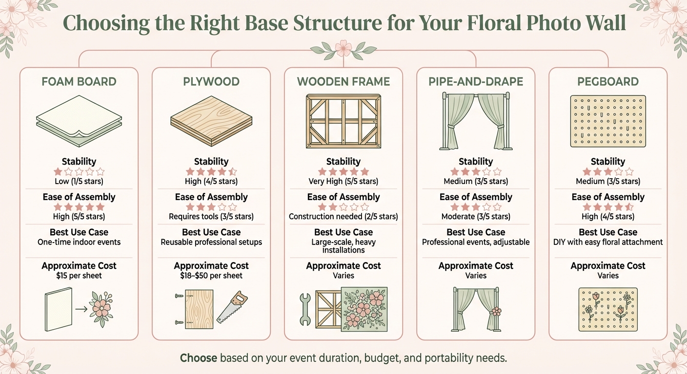 Floral Photo Wall Base Structure Comparison Guide