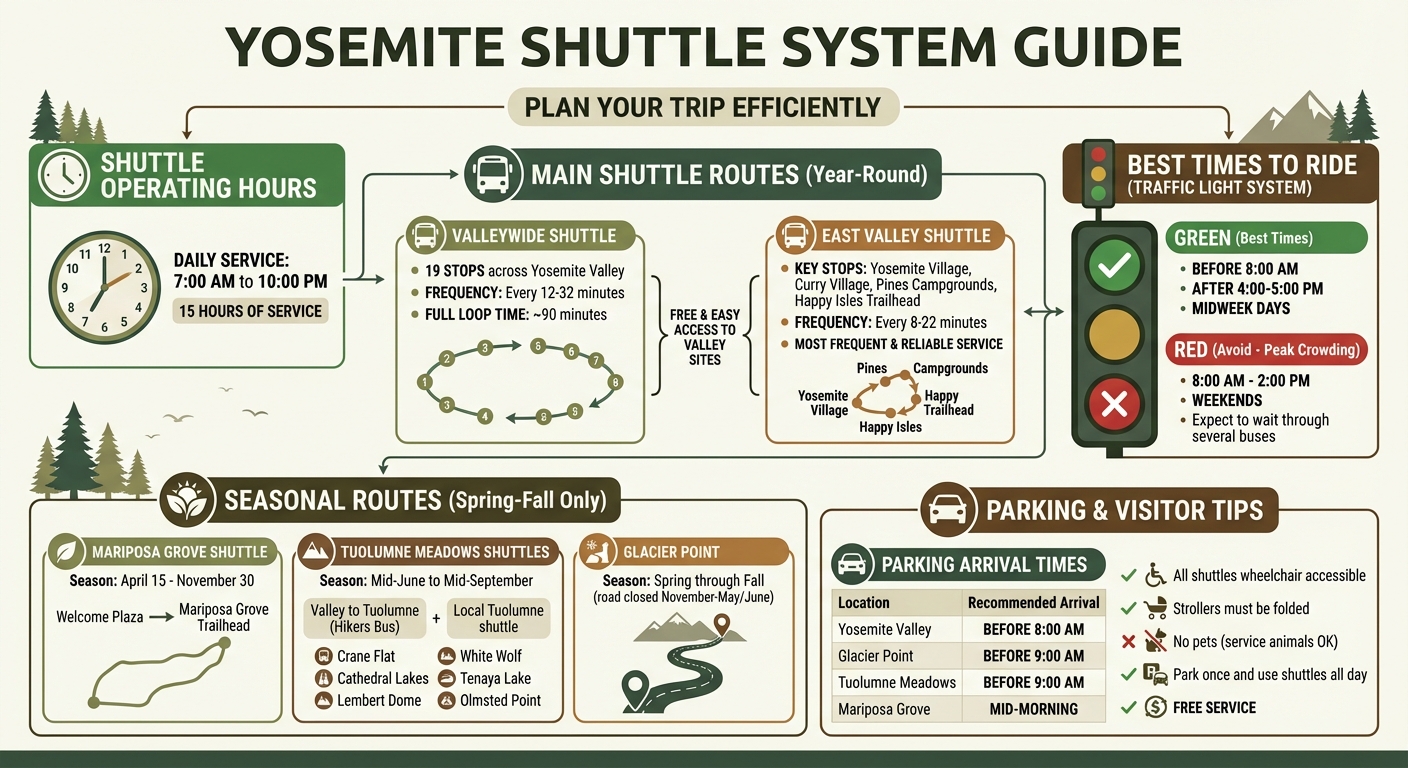 Yosemite Shuttle Routes, Hours, and Best Times to Visit Guide