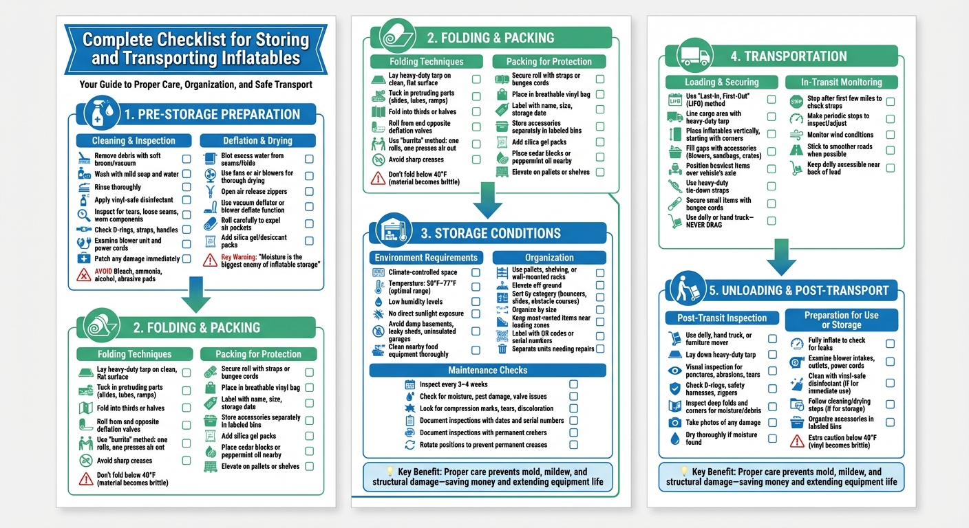 Complete Checklist for Storing and Transporting Inflatables