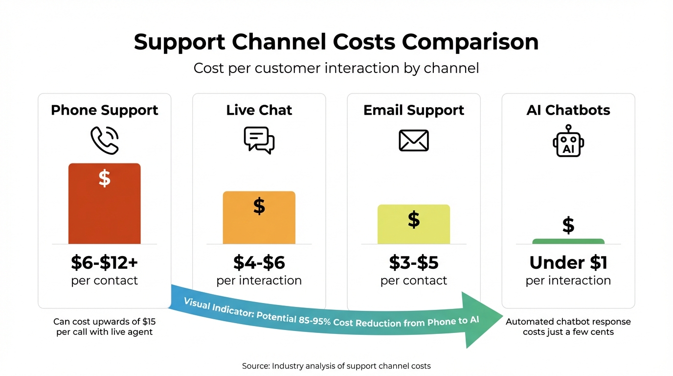 Support Channel Costs: Phone vs Chat vs Email vs AI Chatbots