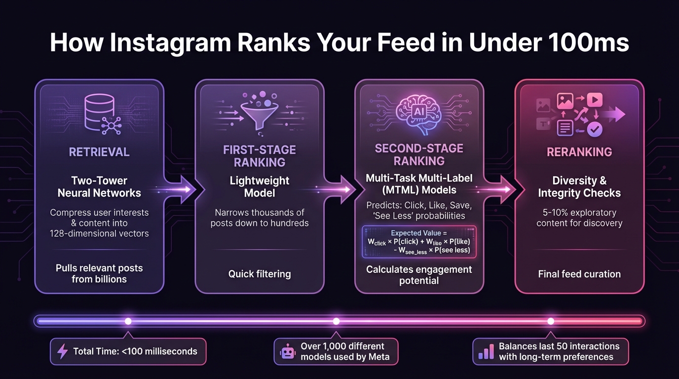Instagram's 4-Stage Content Ranking Process in Under 100 Milliseconds