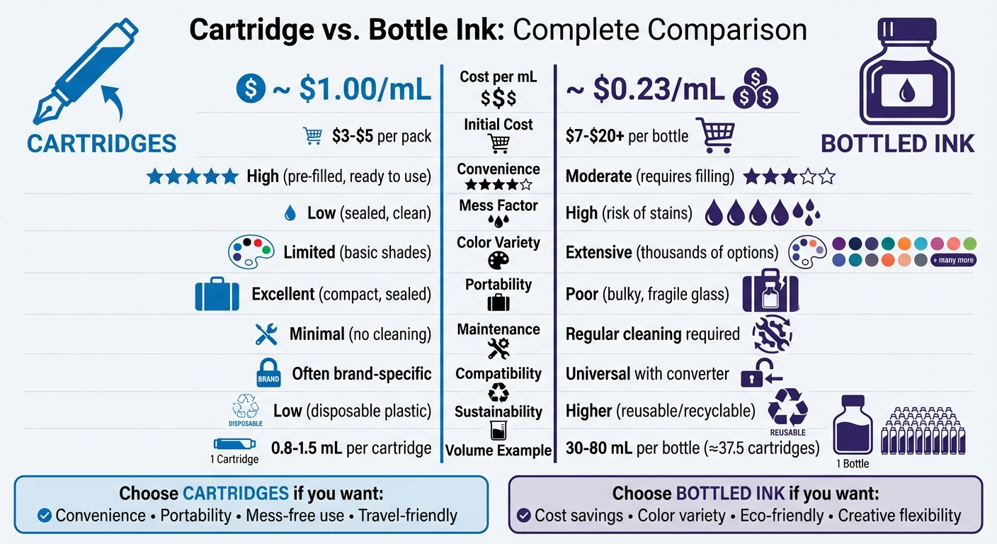Ink Cartridges vs Bottled Ink: Complete Comparison Guide