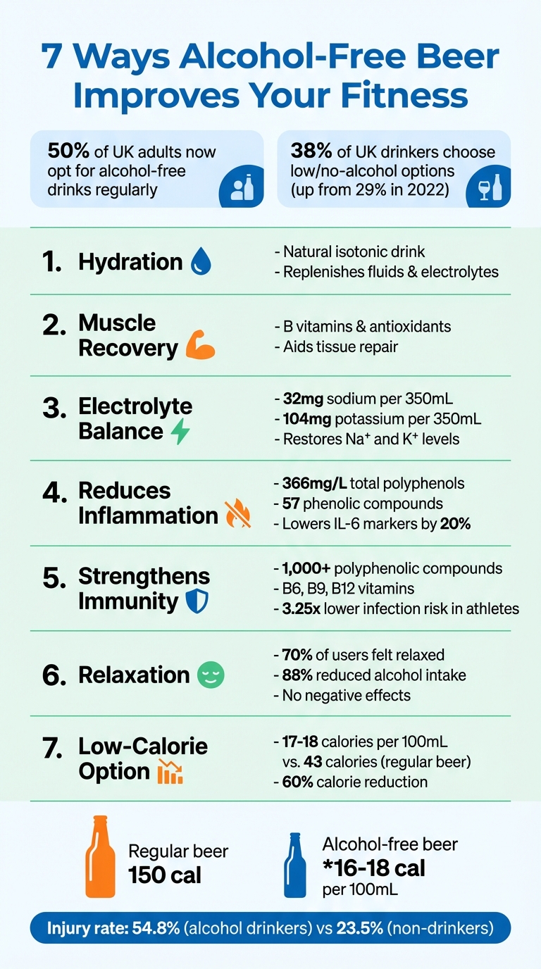 7 Fitness Benefits of Alcohol-Free Beer Infographic