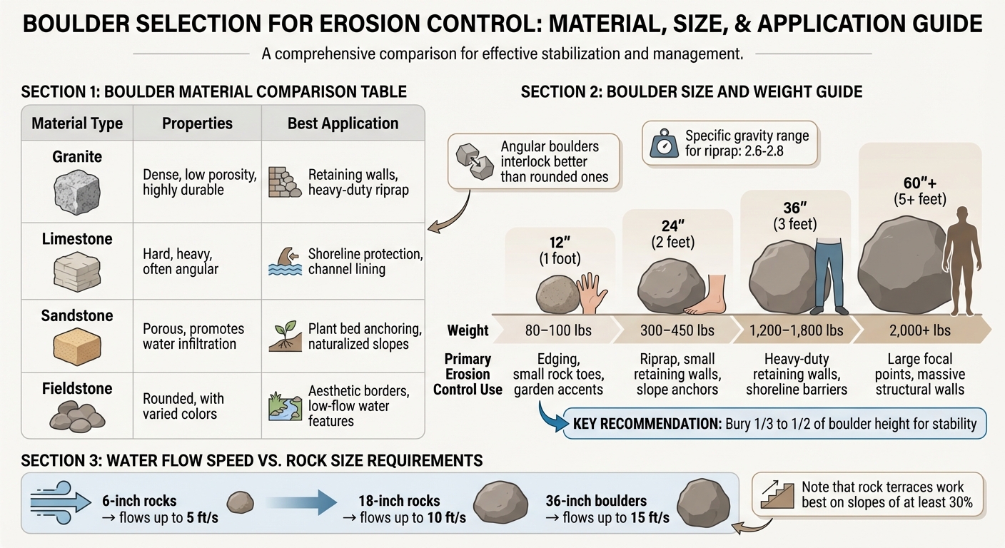 Boulder Selection Guide for Erosion Control: Material Types, Sizes, and Applications