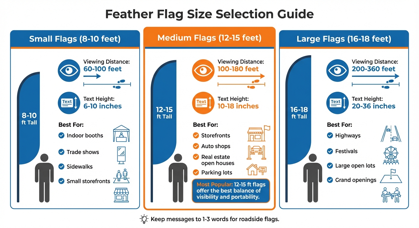 Feather Flag Size Selection Guide: Height, Viewing Distance, and Usage Comparison