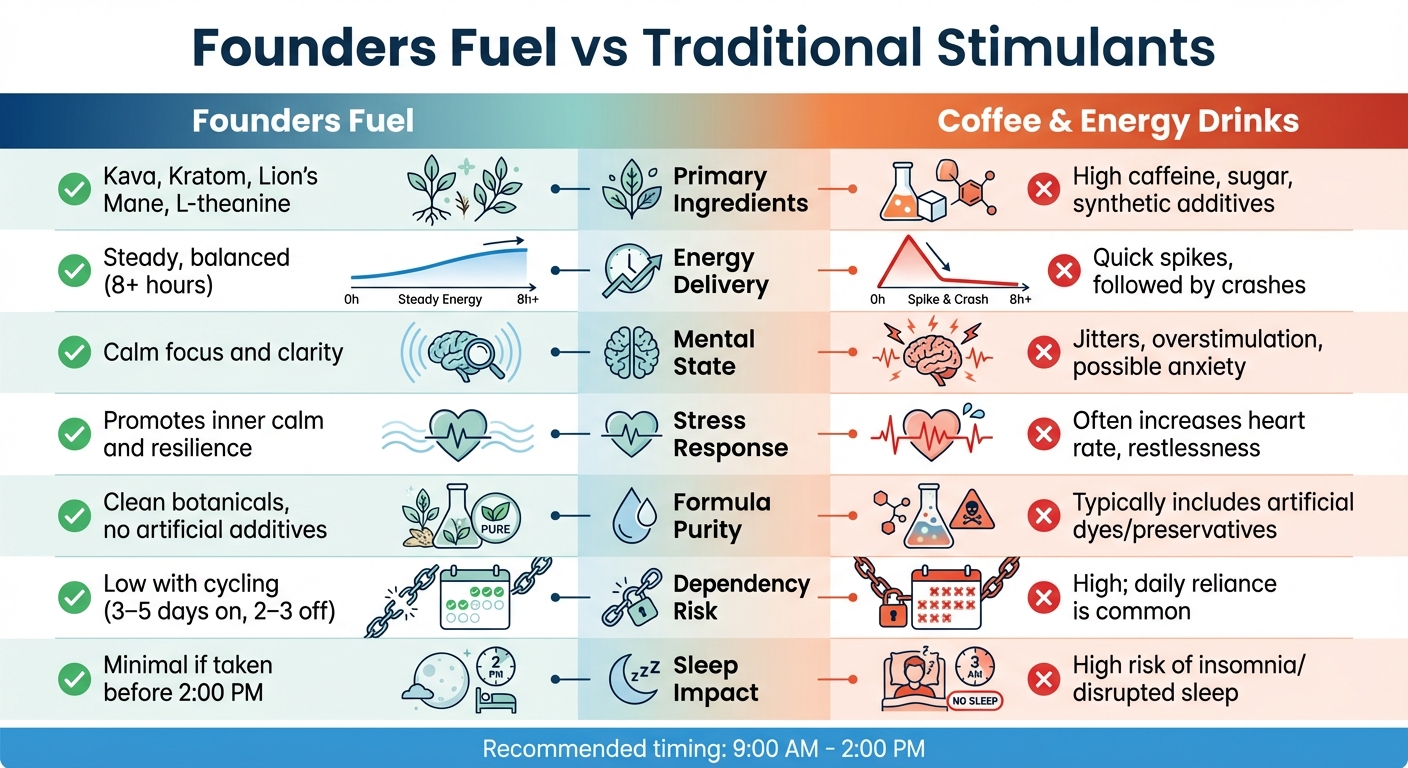 Founders Fuel vs Coffee and Energy Drinks Comparison Chart