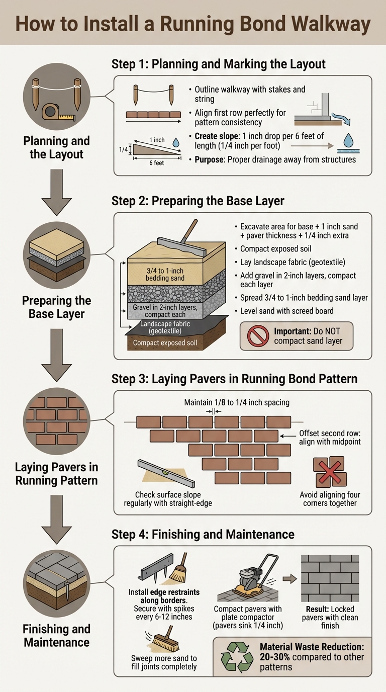 Running Bond Walkway Installation Process: 4 Key Steps