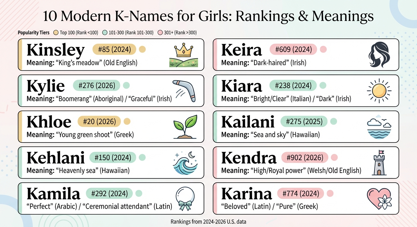 Top 10 Modern Girl Names Starting with K: Rankings and Meanings