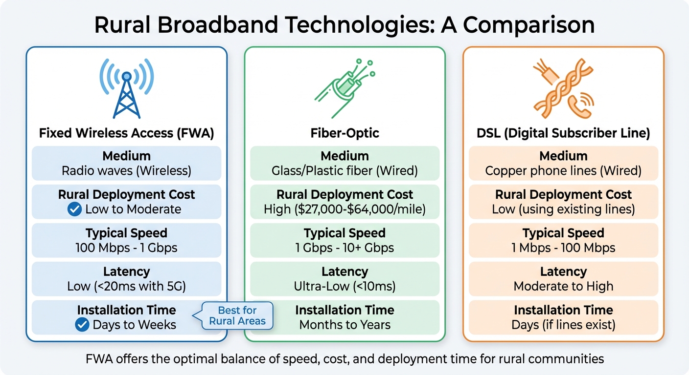 FWA vs Fiber vs DSL: Rural Broadband Technology Comparison