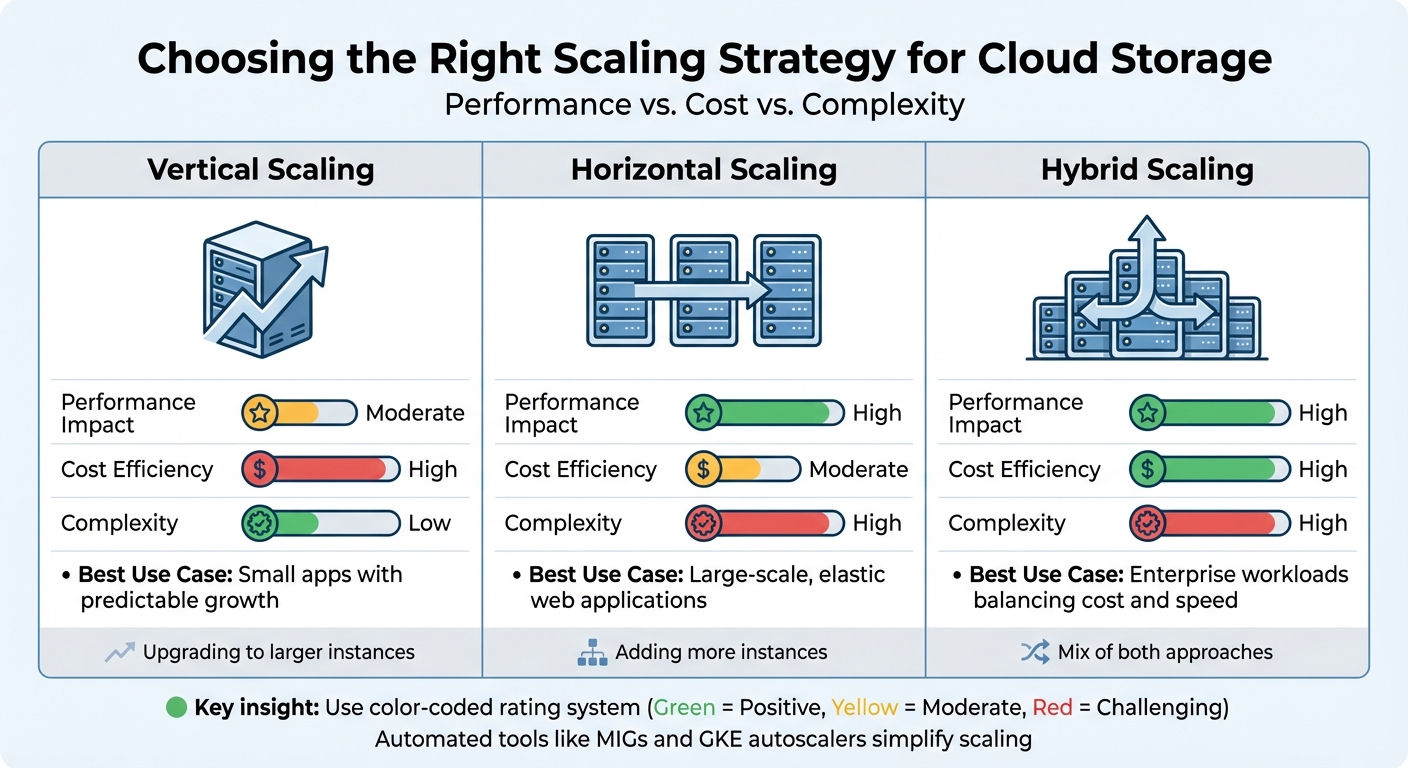 Cloud Storage Scaling Approaches: Performance, Cost & Complexity Comparison