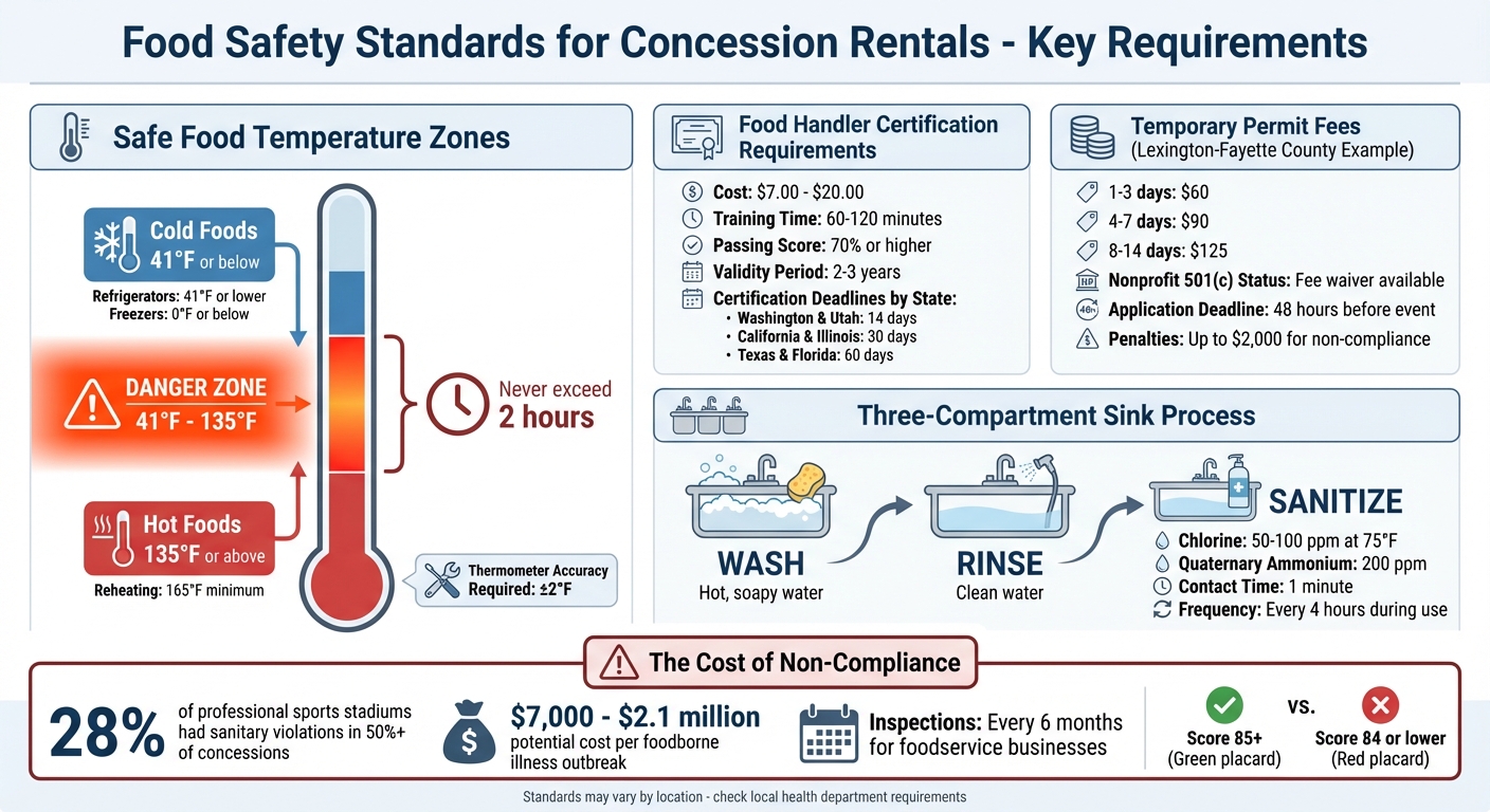 Food Safety Temperature Guidelines and Certification Requirements for Concession Rentals