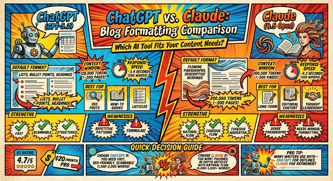 ChatGPT vs Claude Blog Formatting Features Comparison