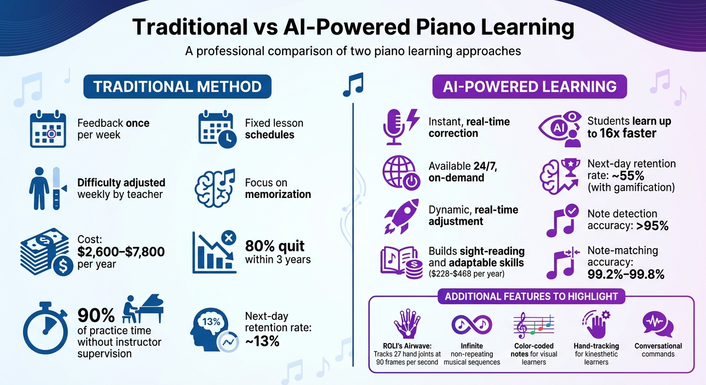 AI Piano Learning vs Traditional Piano Lessons Comparison