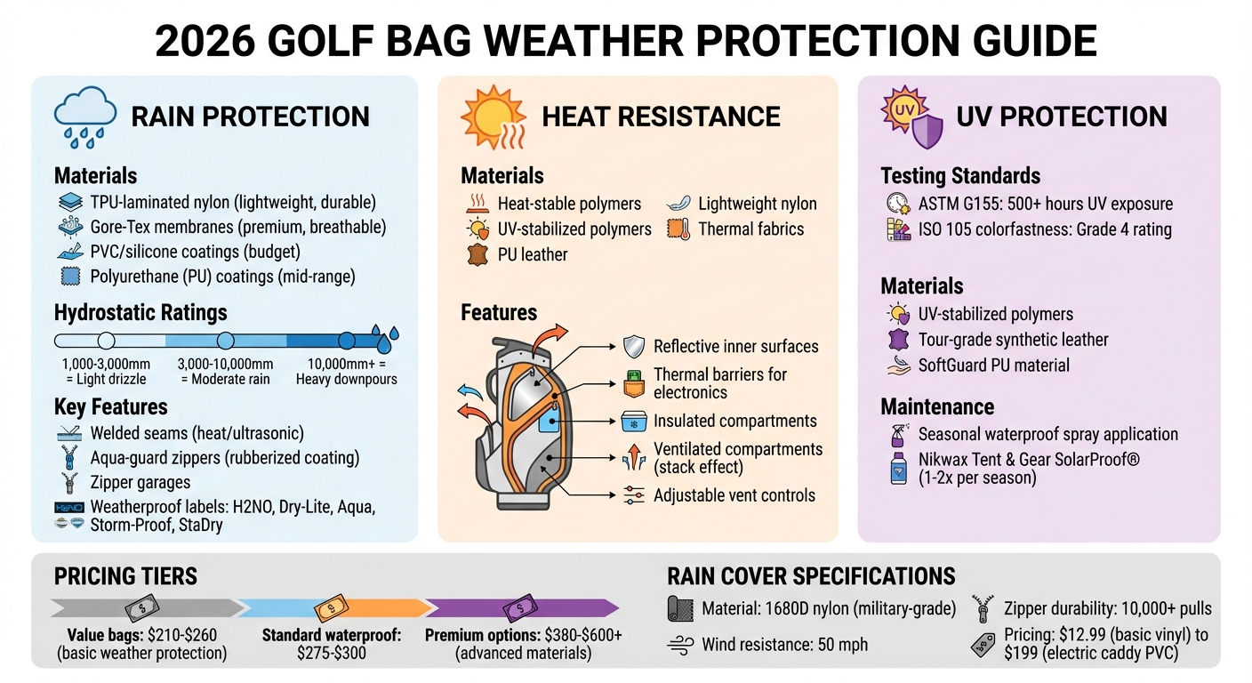 2026 Golf Bag Weather Protection Features and Material Specifications