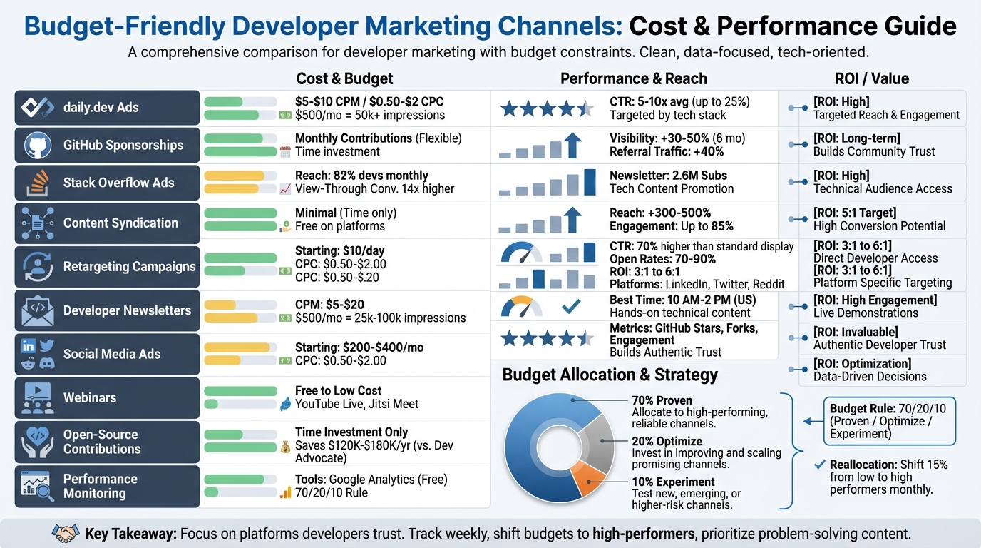Budget-Friendly Developer Marketing Channels: Costs and Performance Comparison