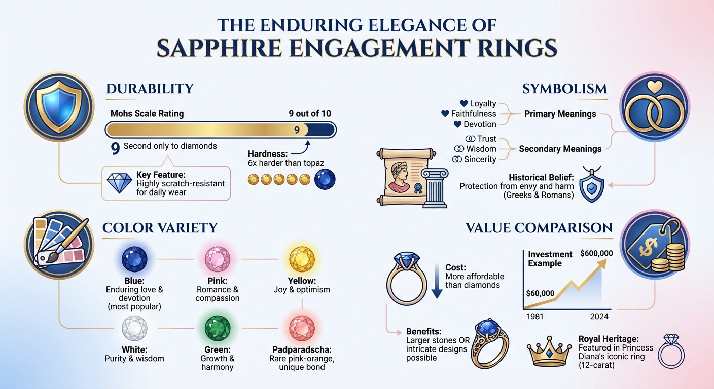 Sapphire Engagement Ring Benefits: Durability, Colors, Symbolism & Cost Comparison