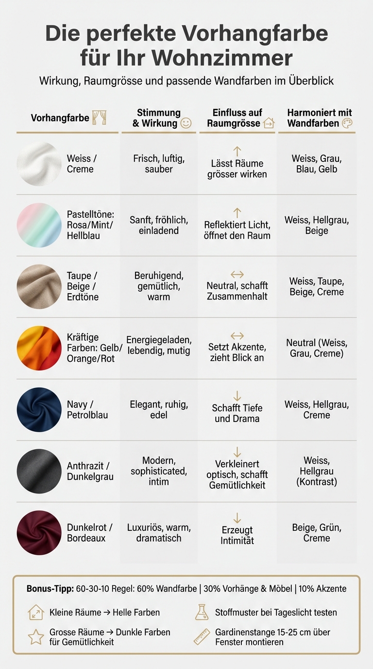 Vorhangfarben Wirkung und Wandfarben Kombinationen im Überblick
