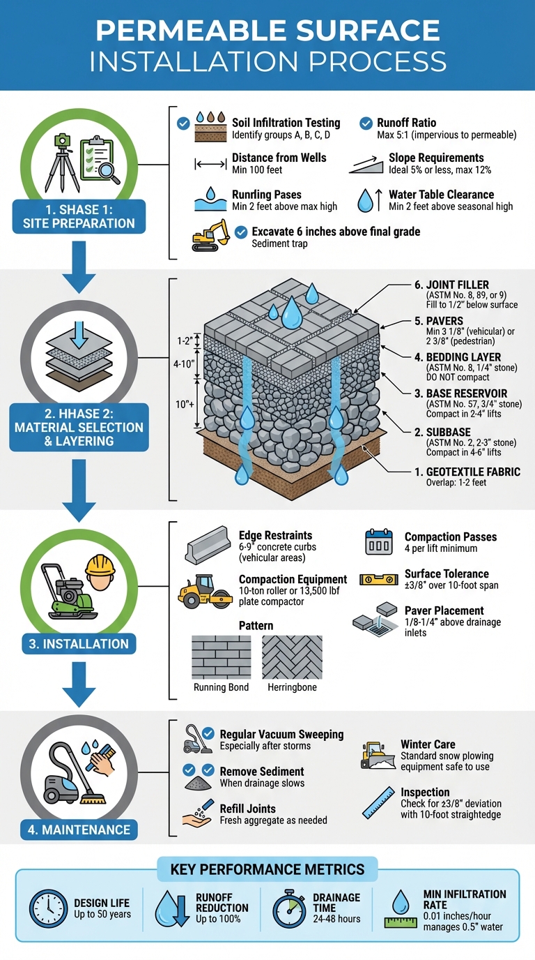 Permeable Surface Installation Process: 4-Step Guide with Material Specifications