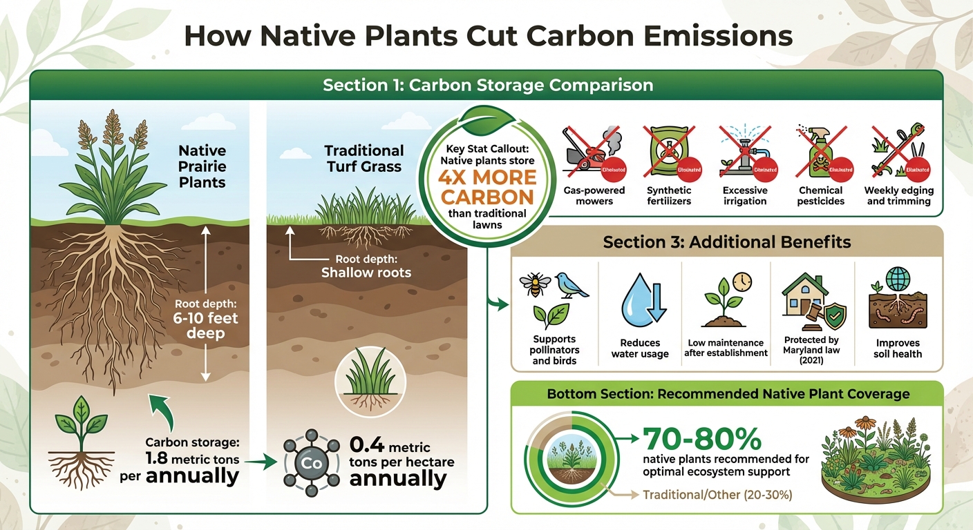 Native Plants vs Traditional Lawns: Carbon Storage and Maintenance Comparison