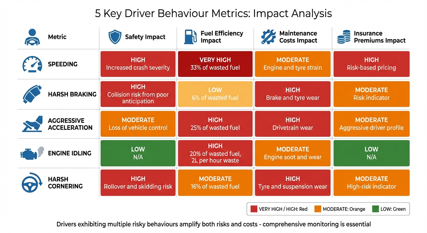 5 Driver Behaviour Metrics Impact on Fleet Performance Comparison