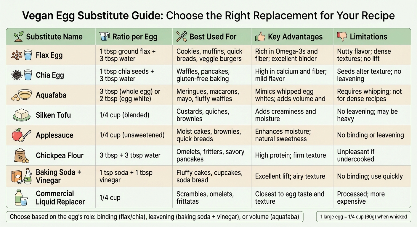 Vegan Egg Substitute Comparison Chart: Ratios, Uses, and Benefits