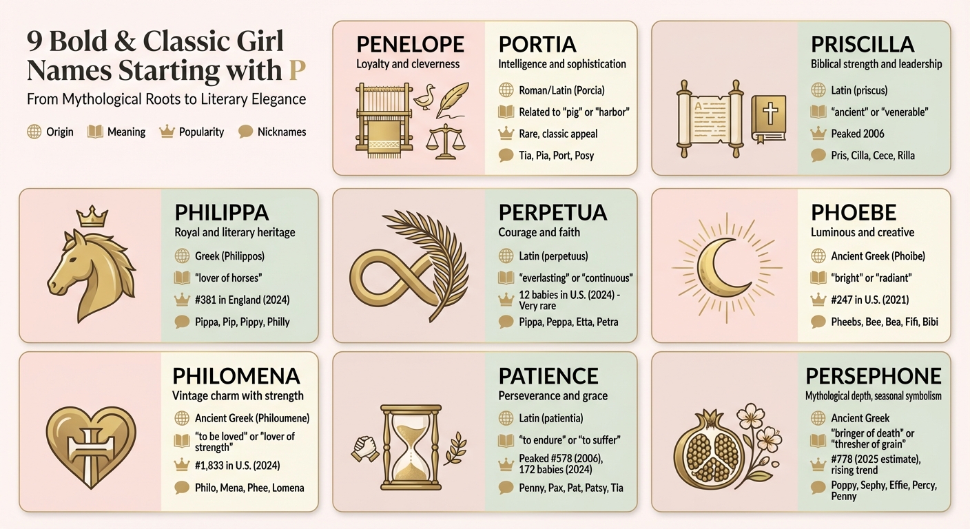 9 Girl Names Starting with P: Origins, Meanings, and Popularity Comparison
