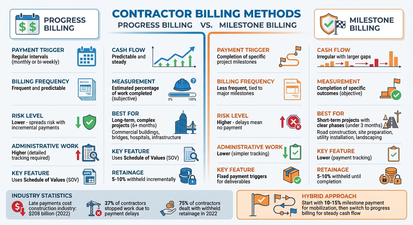 Progress Billing vs Milestone Billing: Side-by-Side Comparison for Contractors