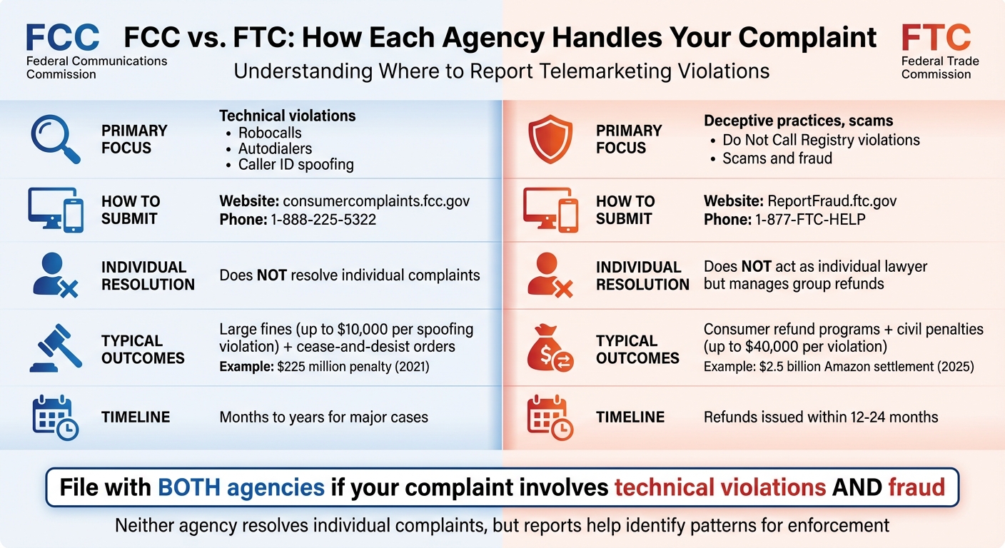 FCC vs FTC Complaint Process Comparison Chart