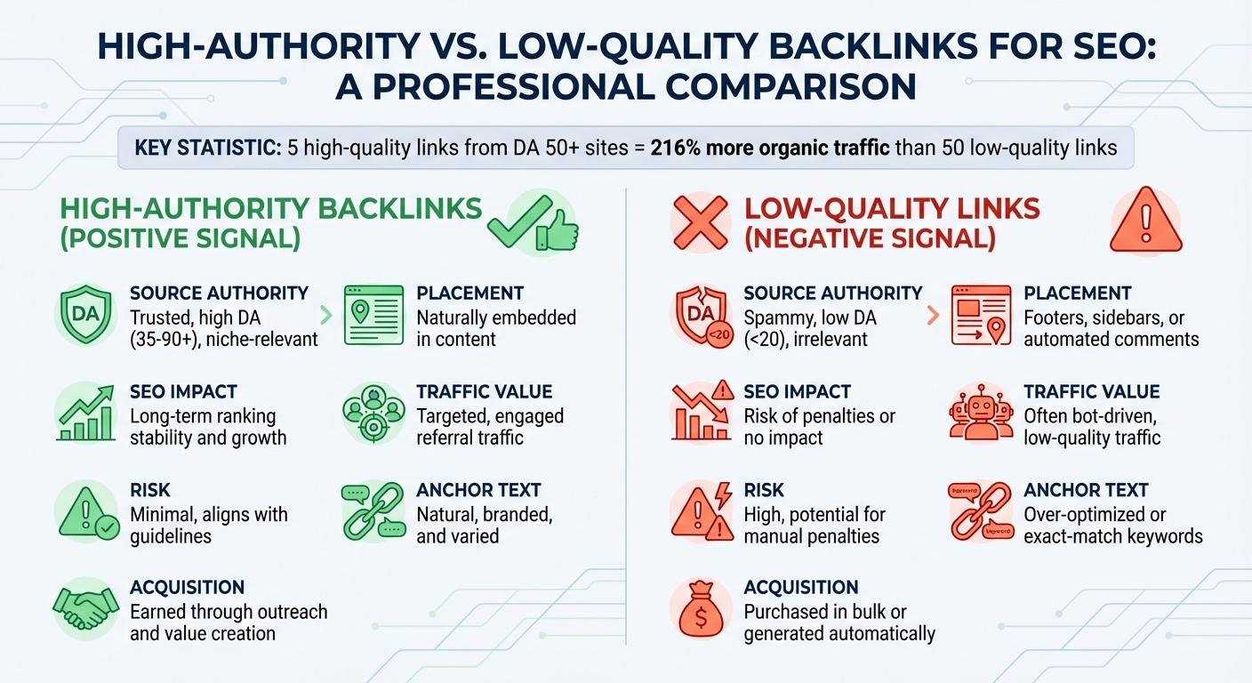High-Authority vs Low-Quality Backlinks: SEO Impact Comparison