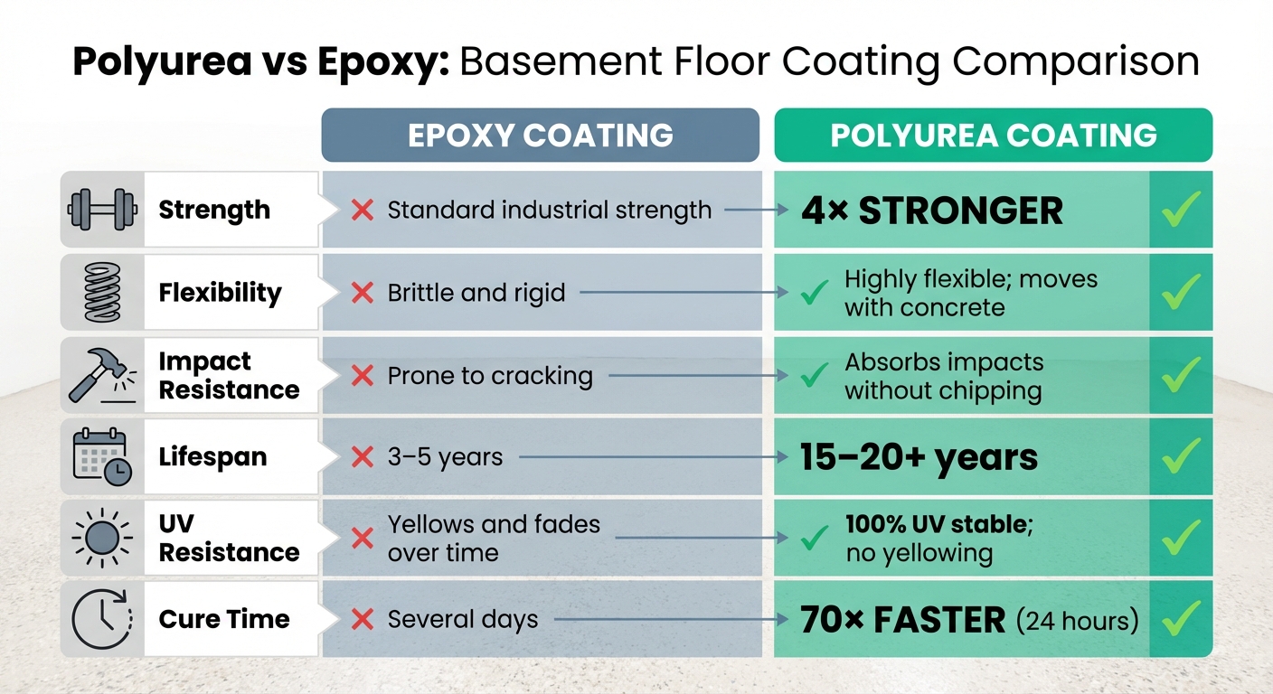 Polyurea vs Epoxy Basement Floor Coating Comparison