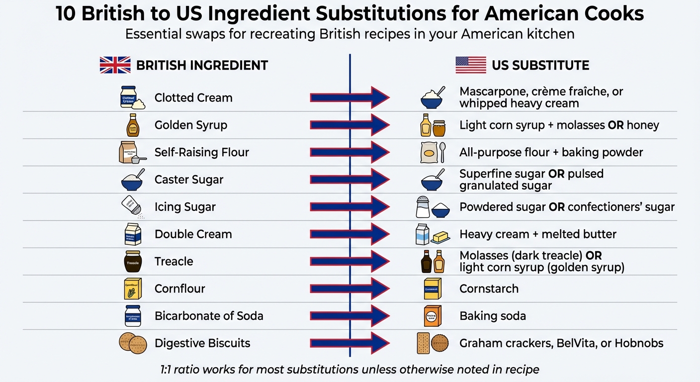 British to US Ingredient Substitutions Quick Reference Guide
