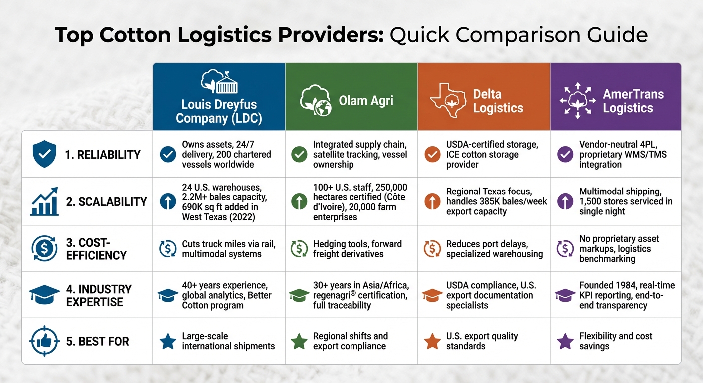 Cotton Logistics Providers Comparison: Key Features and Capabilities