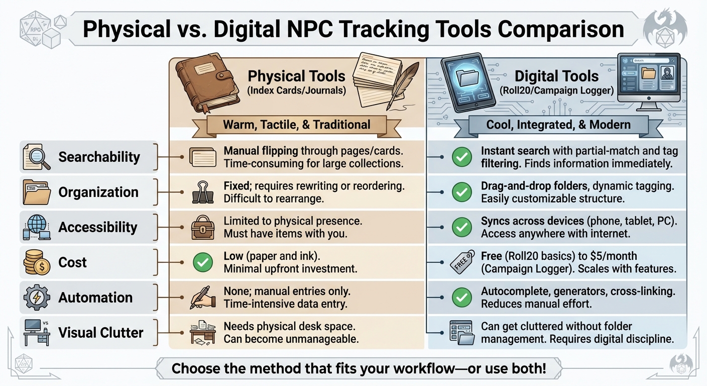 Physical vs Digital NPC Tracking Tools Comparison for RPG Campaigns