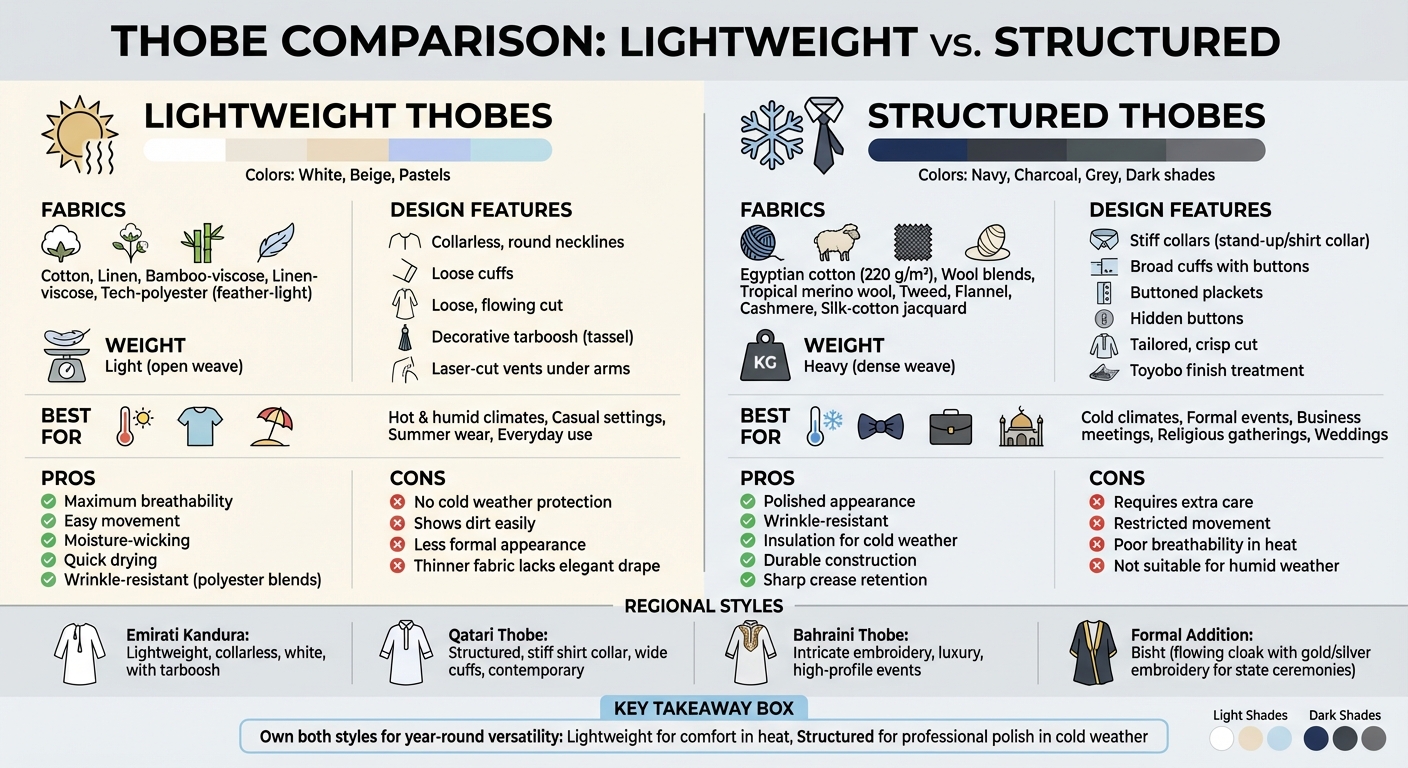 Lightweight vs Structured Thobes: Complete Comparison Guide