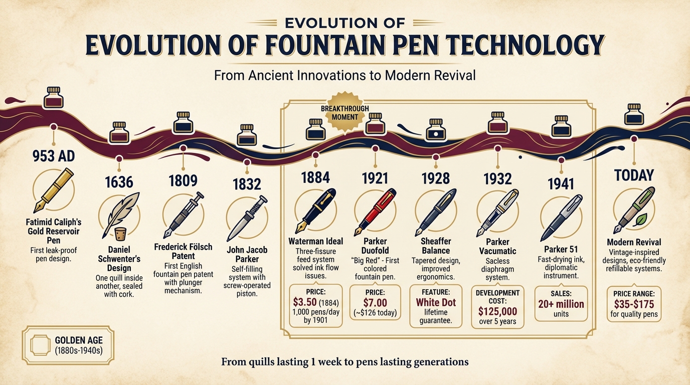 Evolution of Fountain Pens: From 953 AD to Modern Day