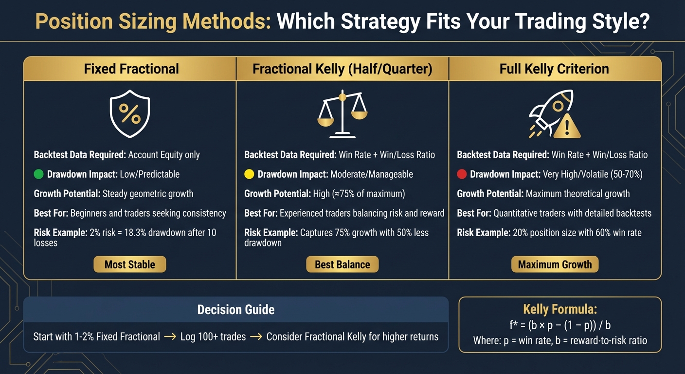 Position Sizing Methods Comparison: Fixed Fractional vs Kelly Criterion
