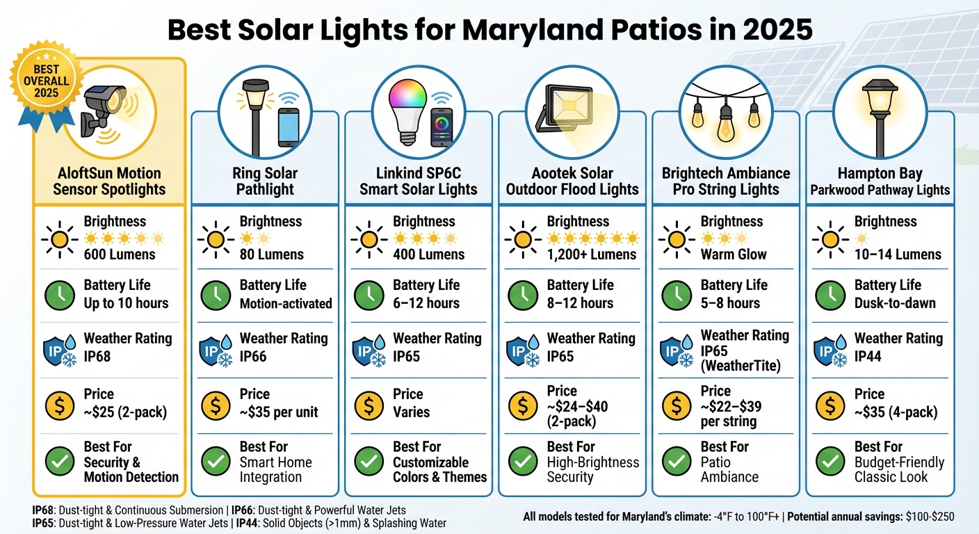 Best Solar Lights for Maryland Patios 2025 Comparison Chart