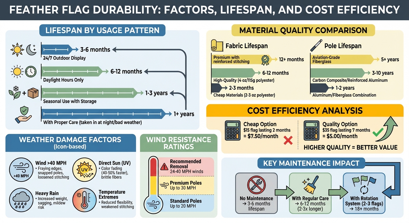 Feather Flag Lifespan Comparison: Usage Patterns, Materials & Weather Impact