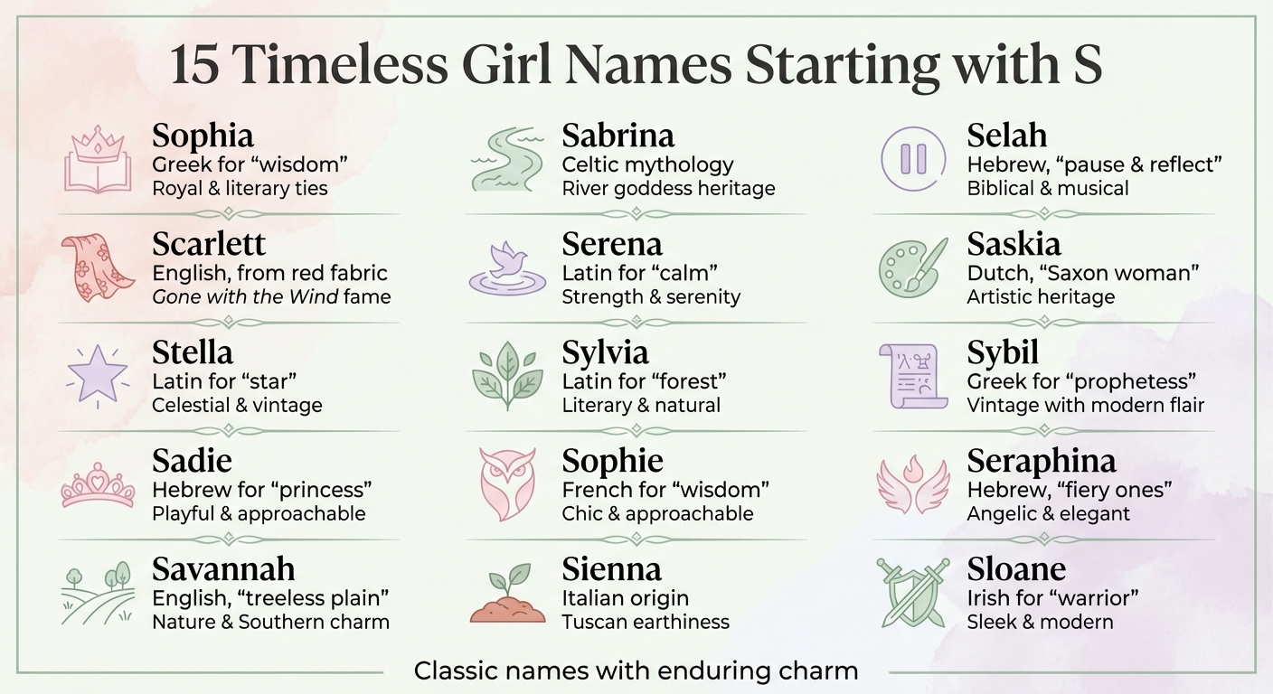 15 Timeless Girl Names Starting with S: Meanings and Origins