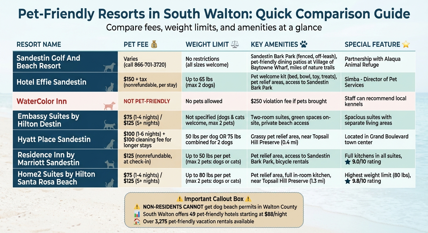 Pet-Friendly Resort Comparison: Fees, Weight Limits & Amenities in South Walton