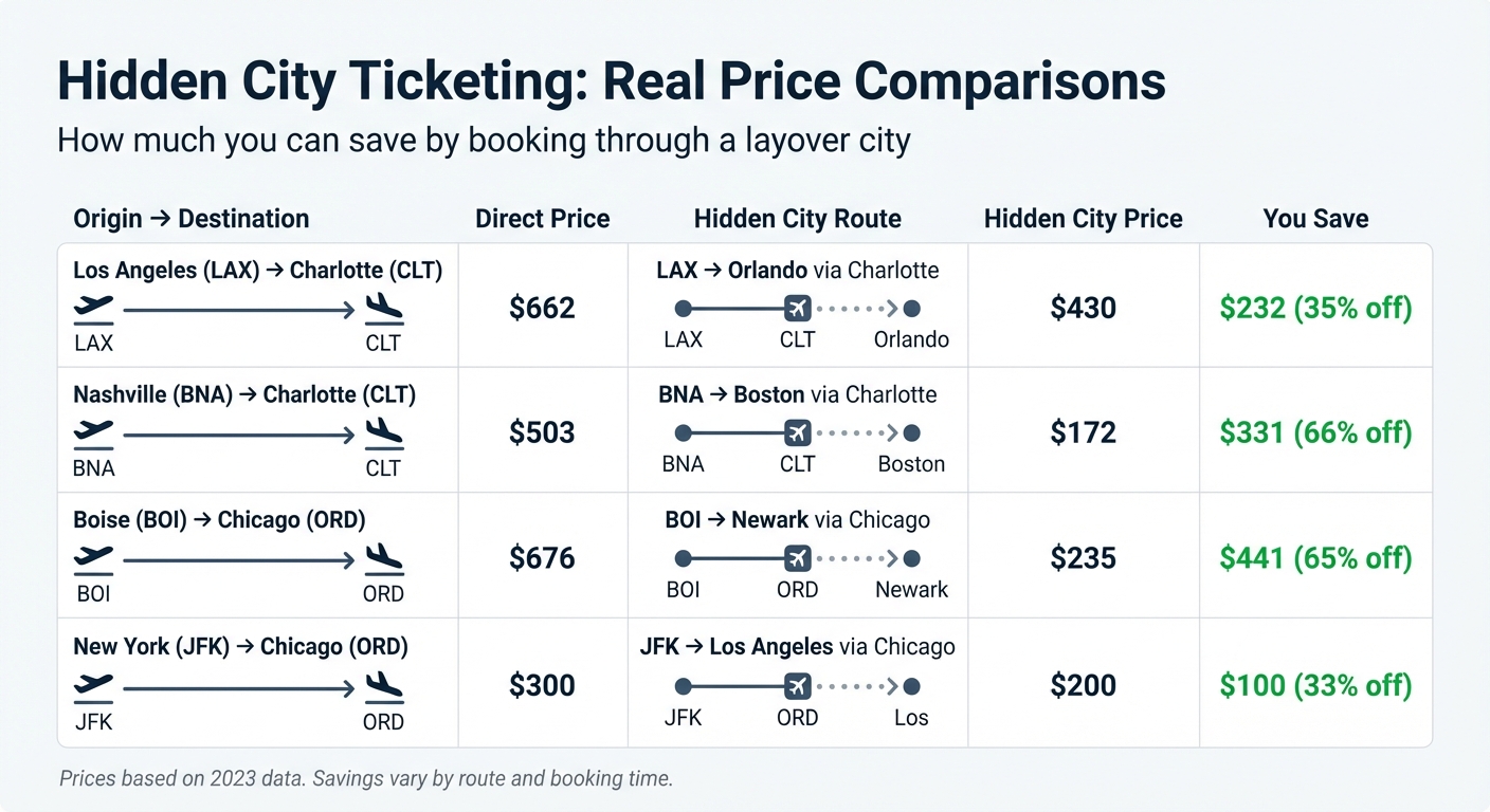 Hidden City Ticketing Price Comparison: Savings on Major Routes