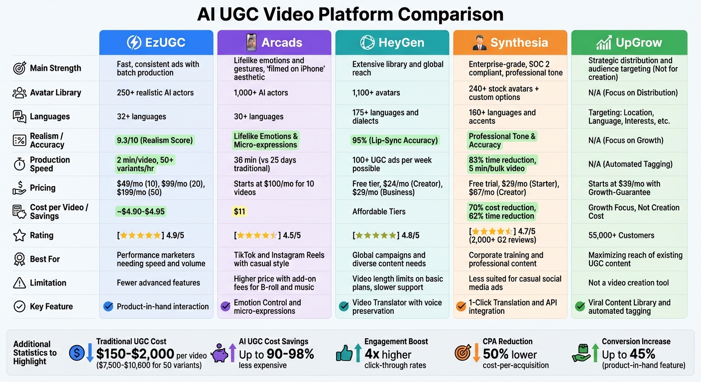 AI UGC Video Platform Comparison: Features, Pricing & Performance